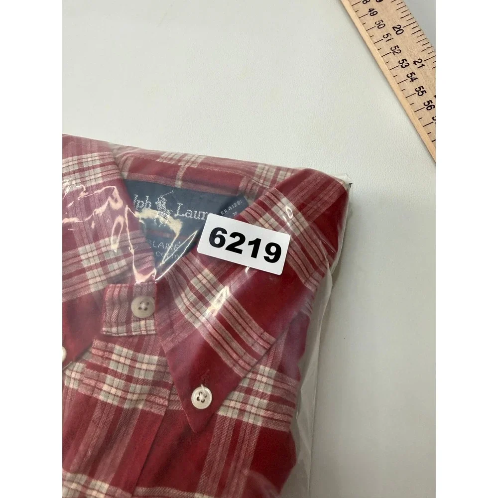 Polo Ralph Lauren Blaire Mens Red White Plaid Short Sleeve Button Down Shirt Med